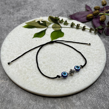 Evil Eye Anklet With Dainty Beads